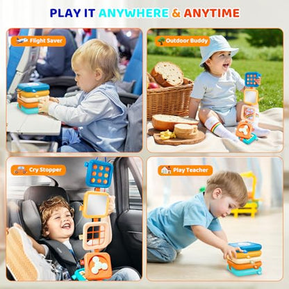 Montessori Busy Board for 1 Year Old, Airplane Toys for Babies 6-12 Months, Sensory Fine Motor Skills Activity Cube, Baby Travel Car Seat Toys for Toddler 1-3