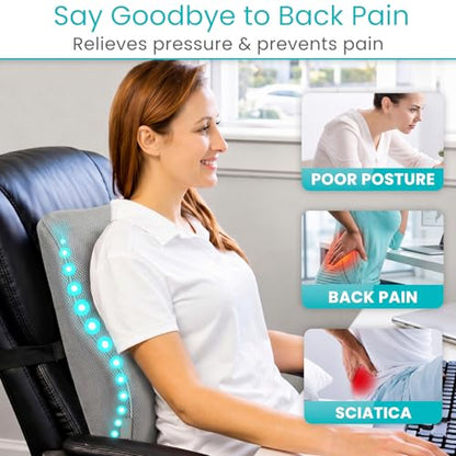 Vive Full Lumbar Pillow - Memory Foam Contour Support Cushion for Lower Back Pain - color: Gray