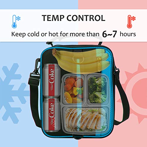 Tirrinia Expandable Insulated Lunch Bag for Men Women – Leakproof Reusable Cooler LunchBox for Kids & Adults with Shoulder Strap, Perfect for Work, School, Office, Travel,Blue - color: Blue
