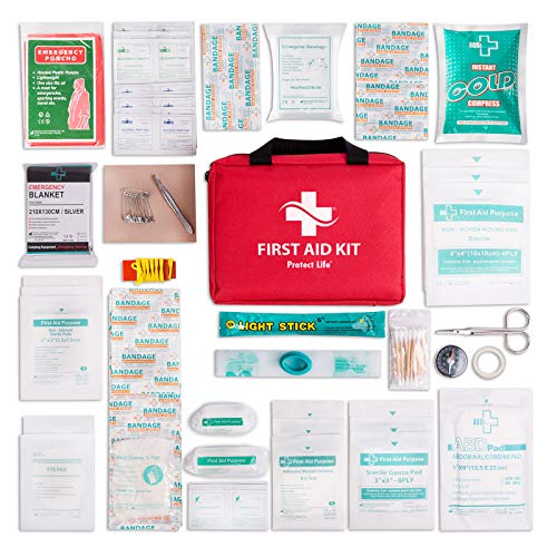 Protect Life Business First Aid Kit, Emergency First Aid Kit for Office Setting, Medical Kit Supplies, First Aid Kits for Businesses, School & Commercial Use - 200 Pieces - size: 200 Pieces Kit (Soft Case)