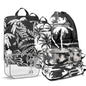Tropical Palm Tree Travel Packing Cubes Set (7 Piece) - Essential Bag for Clothes Shoes Cosmetics Toiletry - Perfect Business Trip Accessories - color: Black-6