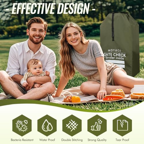 MOYAQI Stroller Travel Bag for Airplane, Gate Check Bag Backpack with Durable Nylon,Adjustable Carry Straps,Infant Carriers & Booster Seats (Green) - color: Green