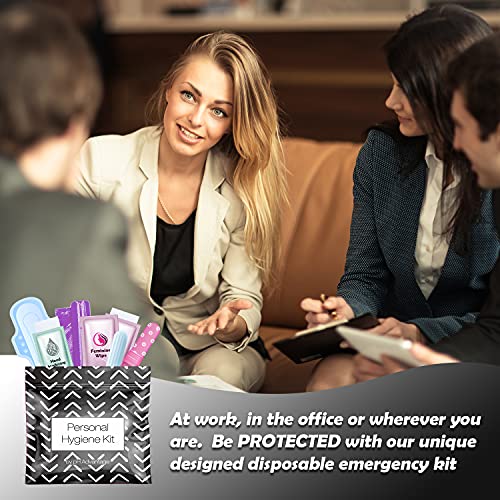 Menstrual Kit All-in-One 10 Pack | Convenience on The Go | Period Kit Pack for Travelling, Tweens & Teenager | Individually Wrapped Feminine Hygiene Product (Black Treads) - color: Black Treads