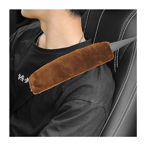 Ziciner 2 Packs Car Seatbelt Covers Shoulder Pad, Universal Soft Faux Sheepskin Shoulder Cover for Comfortable Driving, Fluffy Seat Belt Protector Help to Protect Your Neck and Shoulder (Brown) - color: Brown
