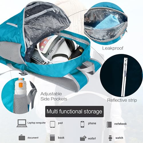 Waterproof Foldable Backpack Dry Storage Lightweight Daypack 35L Outdoor Backpack for Beach Men Women Sky Blue - color: Blue3