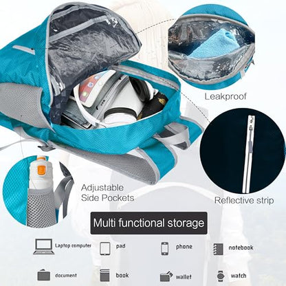 Waterproof Foldable Backpack Dry Storage Lightweight Daypack 35L Outdoor Backpack for Beach Men Women Sky Blue - color: Blue3