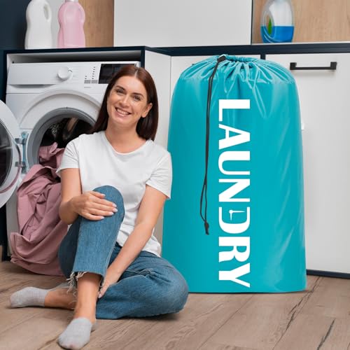 Sylfairy Laundry bags, 2 Pack Travel Laundry Bag for Dirty Clothes with Drawstring, Heavy Duty Laundry Bag for Traveling Camping, Easy Fit a Laundry Hamper or Basket Travel Essentials - color: Green+Green