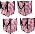 DURASACK Heavy Duty Storage Tote Bag 22-Gallon Rugged Woven Polypropylene Moving Bag, Reusable Self-Standing Design, Holds up to 500 Pounds, Pack of 4, Gingham Red - color: Gingham Red, size: Pack of 4