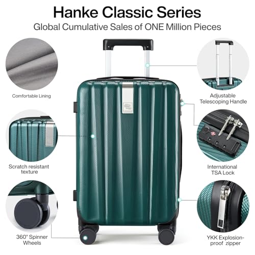 Hanke Luggage Sets 3 piece Carry On Luggage with Wheels PC Hard Shell Suitcases Lightweight Checked Travel Luggage Large Travel Suitcase Woman Men 20/24/29 Inch(Blackish Green) - color: Blackish Green, size: 3 Piece Set（20/24/29）