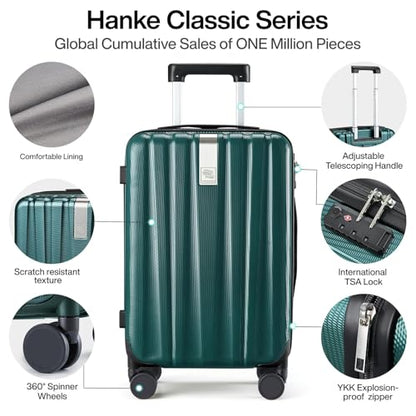 Hanke Luggage Sets 3 piece Carry On Luggage with Wheels PC Hard Shell Suitcases Lightweight Checked Travel Luggage Large Travel Suitcase Woman Men 20/24/29 Inch(Blackish Green) - color: Blackish Green, size: 3 Piece Set（20/24/29）