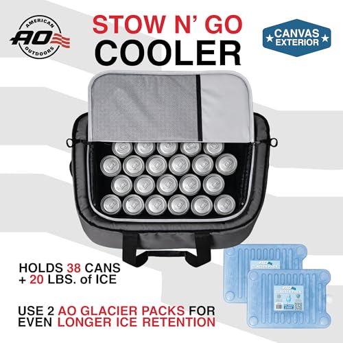 AO Coolers Stow-N-Go Canvas Soft-Sided Cooler, Low Profile and Leak Proof, Insulated for 24-Hour Cold - color: Smoke, Canvas