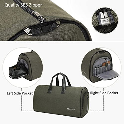 Modoker Convertible Garment Bag with Shoulder Strap, Carry on Garment Duffel Bag for Men Women - 2 in 1 Hanging Suitcase Suit Travel Bags,Forest Night - color: Forest Night