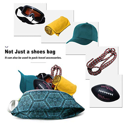 BeeGreen Shoe Organizer Shoe Bags For Travel with Zipper Closure, Shoe Storage Organizer with Handle Travel Bags, Green Blue Lightblue-Geometry, Large, Green Blue Lightblue-geometry - style: Green Blue Lightblue-geometry