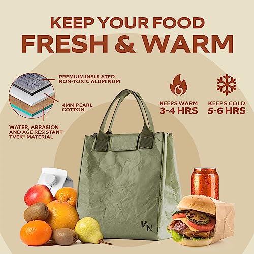 VonNova Women’s Insulated Lunch Bag with Premium 4mm Cooler Insulation, Cute Large 7L Lunch Tote for Office, Durable Small Lunch Box for Women, Stylish Lunchbox for Adults, Teens, Nurses, Teachers - color: Green