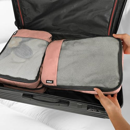 Packing Cubes for Travel Essentials,4 Set Packing Cubes for Suitcases,Lightweight Mesh Luggage Organizer Bag,Meat pink - color: Meat pink