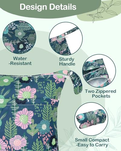babygoal Floral Wet Dry Bags 3 Pack, Waterproof Travel Bags for Swimsuits, Beach, Pool, Gym,Food Storage and Wet Clothes,3LN45-B - color: Flowers#45