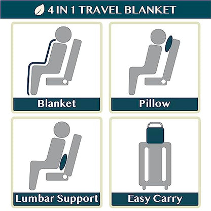 PAVILIA Travel Blanket Pillow, Soft Airplane Blanket 2-IN-1 Combo Set, Plane Blanket Compact Packable, Flight Essentials Car Pillow, Travelers Gifts Accessories Luggage Backpack Strap, 60x43 Teal Blue - color: Teal Blue