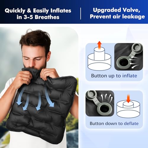 HiiPeak Inflatable Soccer World Cup Seat Cushion, Lightweight Compact Stadium Seat Pad Camping Air Seat Cushion for Gym Football Themed Party AirplaneTravel Backpacking Hiking (Black) - color: Black
