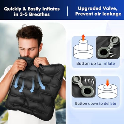 HiiPeak Inflatable Soccer World Cup Seat Cushion, Lightweight Compact Stadium Seat Pad Camping Air Seat Cushion for Gym Football Themed Party AirplaneTravel Backpacking Hiking (Black) - color: Black