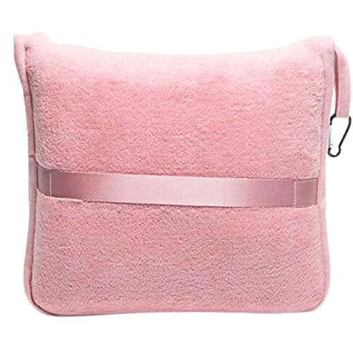 BlueHills Premium Soft Travel Blanket Pillow Airplane Blanket in Soft Bag case with Hand Luggage Belt and Carabiner Compact Pack Large Cozy Portable for Plane Car Train Transit Light Pink T020 - color: Pink-1pk-t020