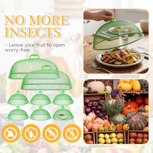 Hicarer 8 Pcs Metal Mesh Screen Food Cover for Outdoors Set Including Extra Large 18.5 in Mesh Food Tents and 11 in Large Dome Picnic Covers to Keep Bugs Away (Green) - color: Green