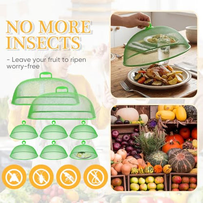 Hicarer 8 Pcs Metal Mesh Screen Food Cover for Outdoors Set Including Extra Large 18.5 in Mesh Food Tents and 11 in Large Dome Picnic Covers to Keep Bugs Away (Green) - color: Green
