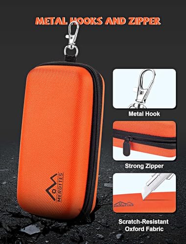 Large Double Eyeglasses Case, Shockproof Hard EVA Shell Dual Sunglasses Organizer with Zipper & Metal Hanging Hook, Travel Glasses Storage Case for Men and Women - Orange