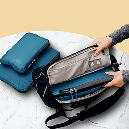 BAGAIL 5 Set Ultralight Compression Packing Cubes Travel Accessories Expandable Packing Organizers(Teal) - color: Teal