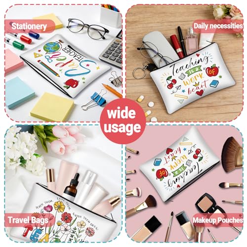 30 Pcs Teacher Appreciation Gifts Bulk Makeup Bag for Teacher Colorful Canvas Makeup Bags Reusable Women Cosmetic Pouch for Appreciation Birthday Gifts - style: Teacher