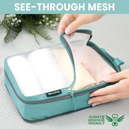 BAGAIL 6 Set Ultralight Compression Packing Cubes Packing Organizer for Travel Accessories Luggage Suitcase Backpack - color: DustyBlue70D, style: Mesh Pattern