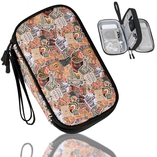 COSHAYSOO Electronics Travel Organizer Tech Bag Charging Cords Case USB Cable Charger Accessory Car Pouch, Practical Trip Gifts for Women Beach Vacation Airplane Cruise Traveling Essentials Scenery - color: Black-Scenic Spots