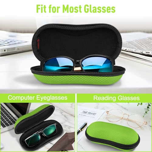 FINTIE Sunglasses Case, Hard EVA Shell Shockproof Sport Glasses Case with Metal Carabiner Travel Zipper Eyeglasses Holder - color: Emerald Green