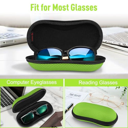 FINTIE Sunglasses Case, Hard EVA Shell Shockproof Sport Glasses Case with Metal Carabiner Travel Zipper Eyeglasses Holder - color: Emerald Green