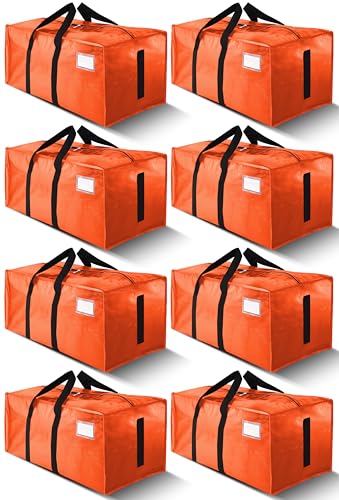 HOMESURE Supports 200lbs Heavy Duty Moving Bags - Strong Zipper & Wrap-Around Handles - Water-Resistant Storage Totes, Durable Alternative to Moving Boxes - 8 Pack - Orange - color: Orange