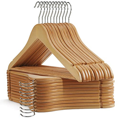 Wooden Hangers 30 Pack,Clothes Hanger for Daily Used,Smooth Finish Wood Hangers with Precisely Cut Notches,Coat Hangers, Heavy Duty Hanger for Shirt Suit Dress (Natural) - color: Natural