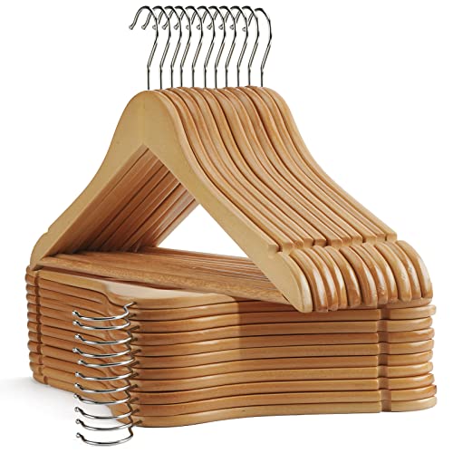 Wooden Hangers 30 Pack,Clothes Hanger for Daily Used,Smooth Finish Wood Hangers with Precisely Cut Notches,Coat Hangers, Heavy Duty Hanger for Shirt Suit Dress (Natural) - color: Natural