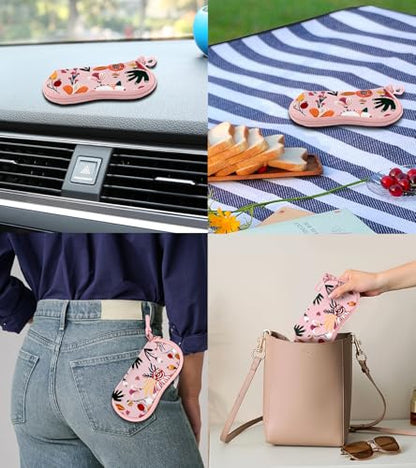 Sunglasses Case Soft Glasses Cases for Women Pouch Eyeglass Bag Eye Glass Kids Girls Sun Glasses Cute Kawaii - color: Pink Flower