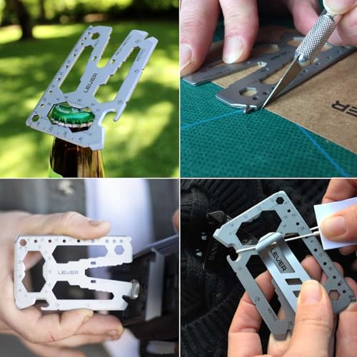 Lever Gear Toolcard Pro - 40 in 1 Credit Card Multitool. Slim, Minimalist Survival Card Wallet Tool Card. TSA Approved Multitool Card Pocket Tool. (Silver, 2-Pack) - color: Silver, size: 2-Pack