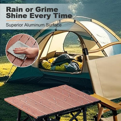 Odoland Portable Camping Table, 15.8"L x 11.8"W Folding Table with Adjustable Height 15.8" - 22", Small Beach Table with Storage Bag for Outdoor Camp, Cooking, Picnic, Travelling, Backyards, Fishing - size: 15.75"L x 11.81"W x 15.75"H