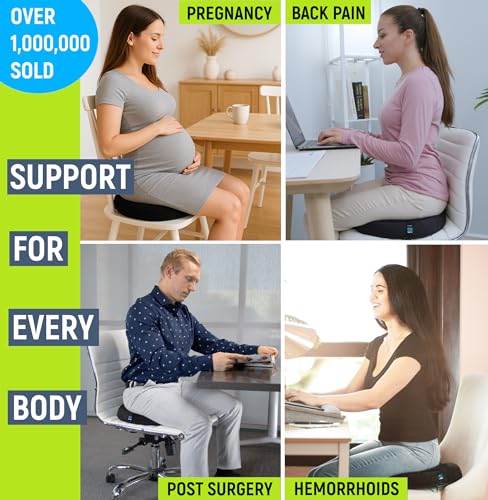 PT ENDORSED Donut Pillow for Tailbone Pain Relief Cushion - Coccyx & Hemorrhoid Pillow for Sitting - Donut Seat Cushion for Pressure Relief, Prostate, Postpartum, Pressure Sores, Lifting Cushions - size: Medium (For Body Weights up to 240 Lbs)