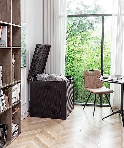 BTEXPERT 80 Gallon Large Deck Box Outdoor Storage Container for Patio Furniture Garden Tools Cushions Pool Supplies Sports Equipment Waterproof Lockable Steel Metal insert rod UV Resistant Resin