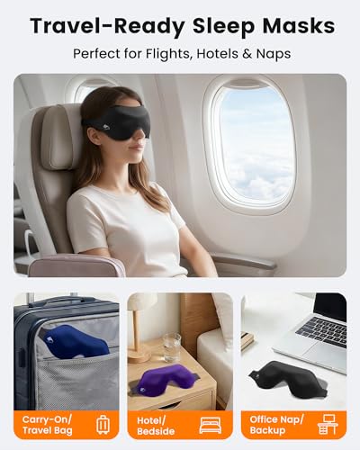3 Pack Sleep Masks for Side Sleepers, True Blackout 3D Eye Mask for Sleeping, Zero Eye Pressure, Lash-Friendly, Adjustable Soft Eye Cover for Women Men, Travel Night Blindfold - color: Blue&black&purple