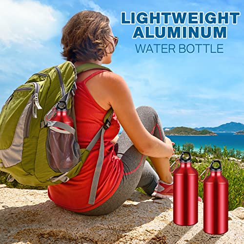 CHENGU Aluminum Water Bottle 20 oz Reusable Bottles Lightweight Leak Proof Aluminum Sports Travel Bottles with Twist Cap Buckle for Gym, Hiking, Cycling, Camping, Fishing - color: Red