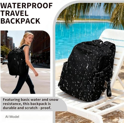 Travel Backpack for Women Men Carry on Backpack, Airline Approved Large Travel Bag Flight Approved Personal item, 15.6 Inch Laptop Backpack Casual Daypack for Weekender Business Hiking-BLACK - color: Black