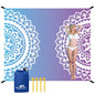 Beach Blanket Waterproof Sandproof Oversized 95”x 80”,Sand Free Beach Mat with Corner Pockets,Portable Mesh Bag for Beach Festival,Picnic,Travel and Outdoor Camping (Gradient Semicircle)