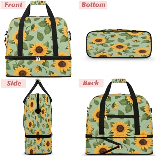 Travel Duffel Bag Lovely Sunflowers Weekender Bag with Shoe Compartment Foldable Overnight Bags for Travel Sports Lightweight Gym Bags for Men Women - color: Lovely Sunflowers