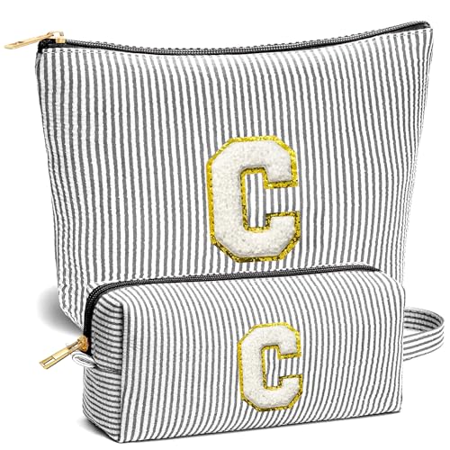 Travel Essentials - Portable Travel Toiletry Bag for Women, Initial Makeup Kit Organizer Make up Cosmetic Bag Set, Black C - color: Black, style: C