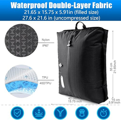 Travel Vacuum Bags with Pump–Electric Wireless Air Pump, Double Layer travel vacuum bags for luggage with IP67 Waterproof (1PC+Pump) - color: Large size 1PC+Pump
