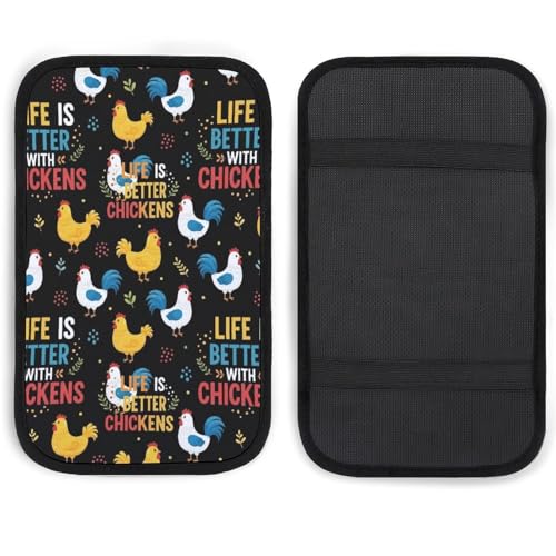 Auto Armrest Cover Protector Life is Better with Chickens White Rooster, Car Center Console Pad, Universal Fit for Most Vehicle Models, Durable Material - color: Picture (79)