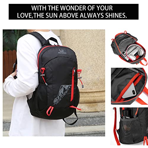 Lywencom Hiking Backpack,20L sports lightweight folding waterproof ultra-light backpack suitable for outdoor camping picnic (black) - color: Black
